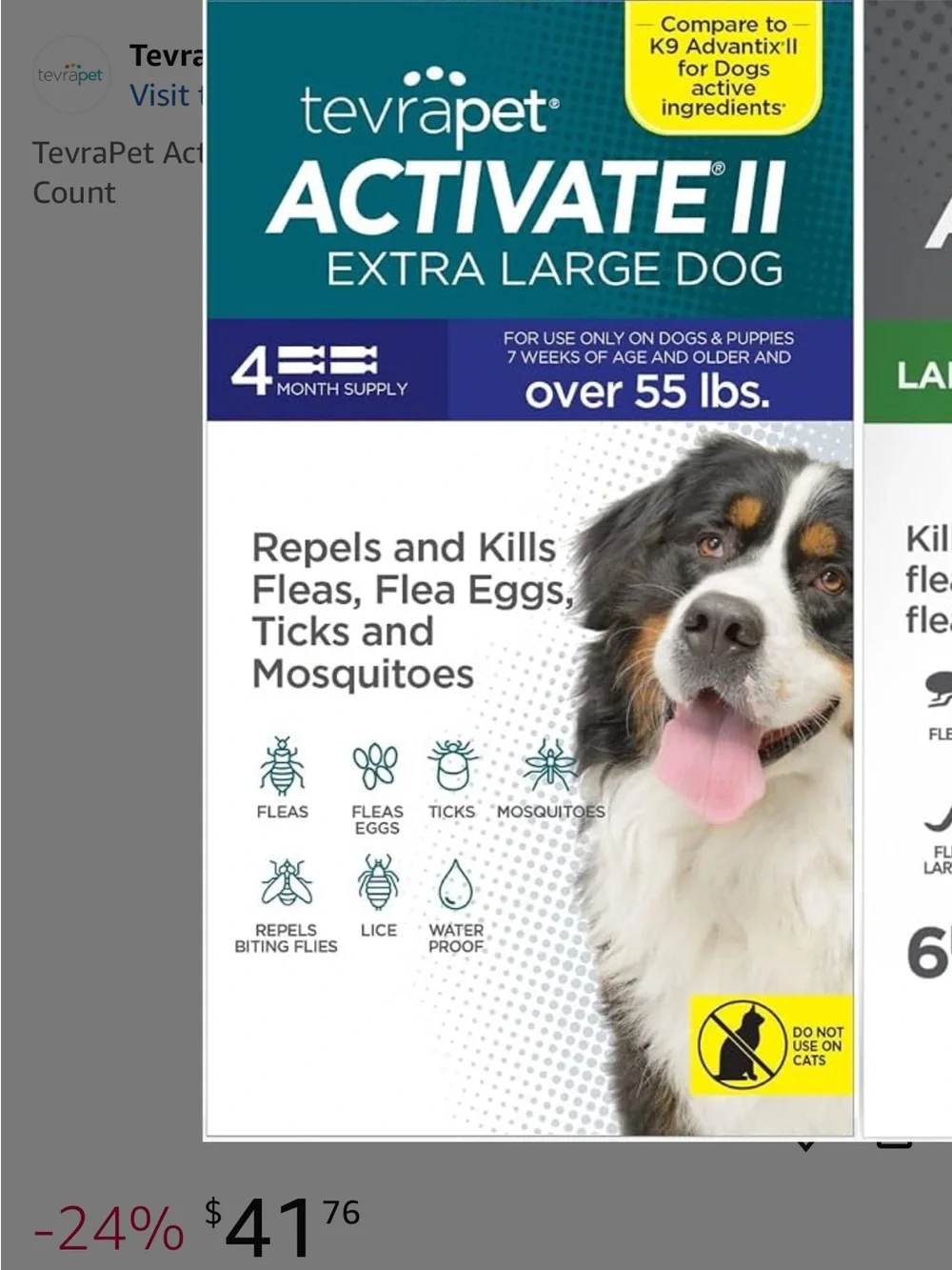 Activate II Flea & Tick Treatment for Extra Large Dogs (Blue/White)